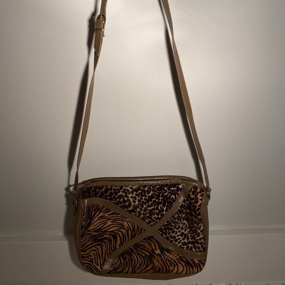 Vintage Animal Print Cross Body Bag
